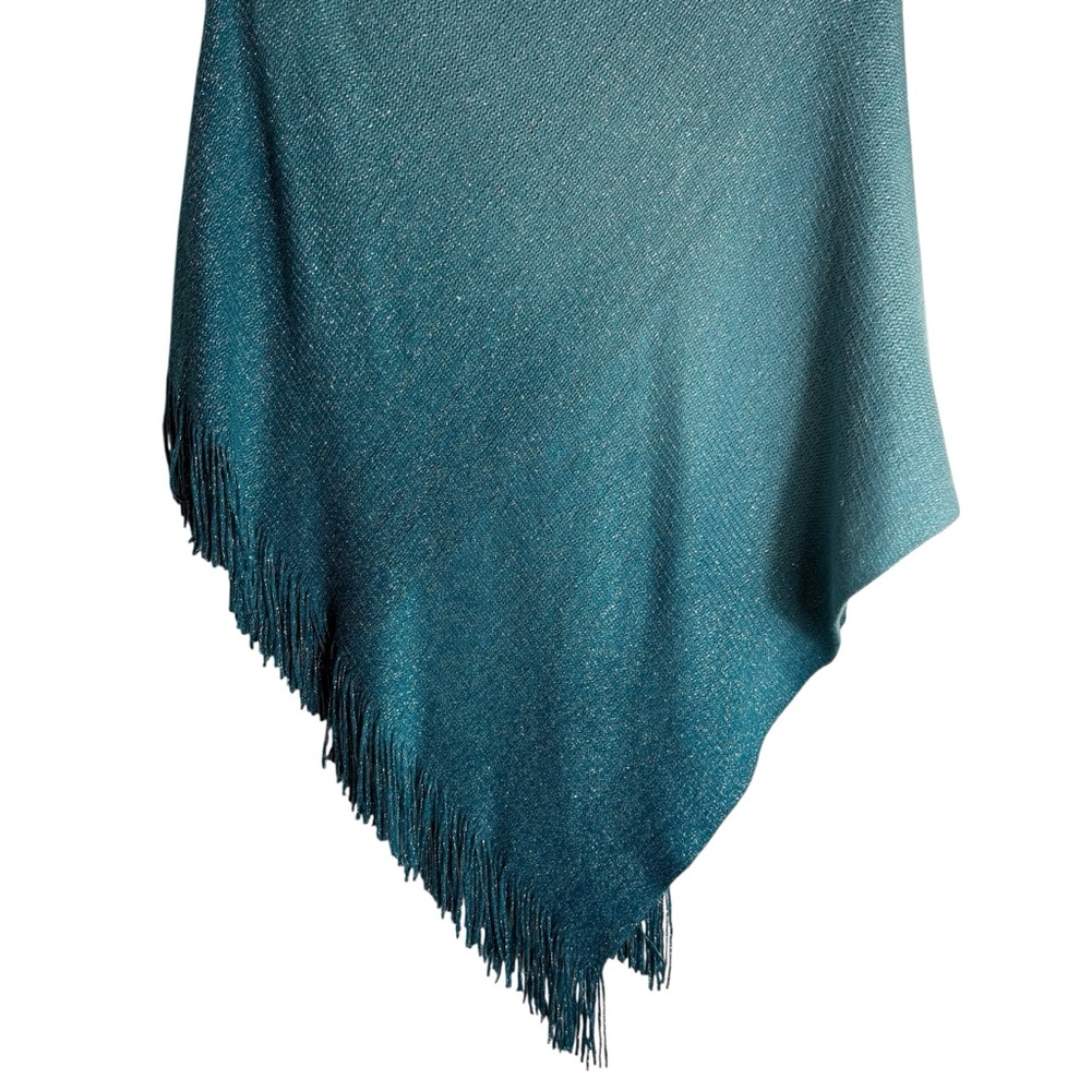 CHICOs Knit Cowl Neck Poncho with Fringe in Teal Ombré Size S/M — SO PRETTY!!! - Picture 4 of 9